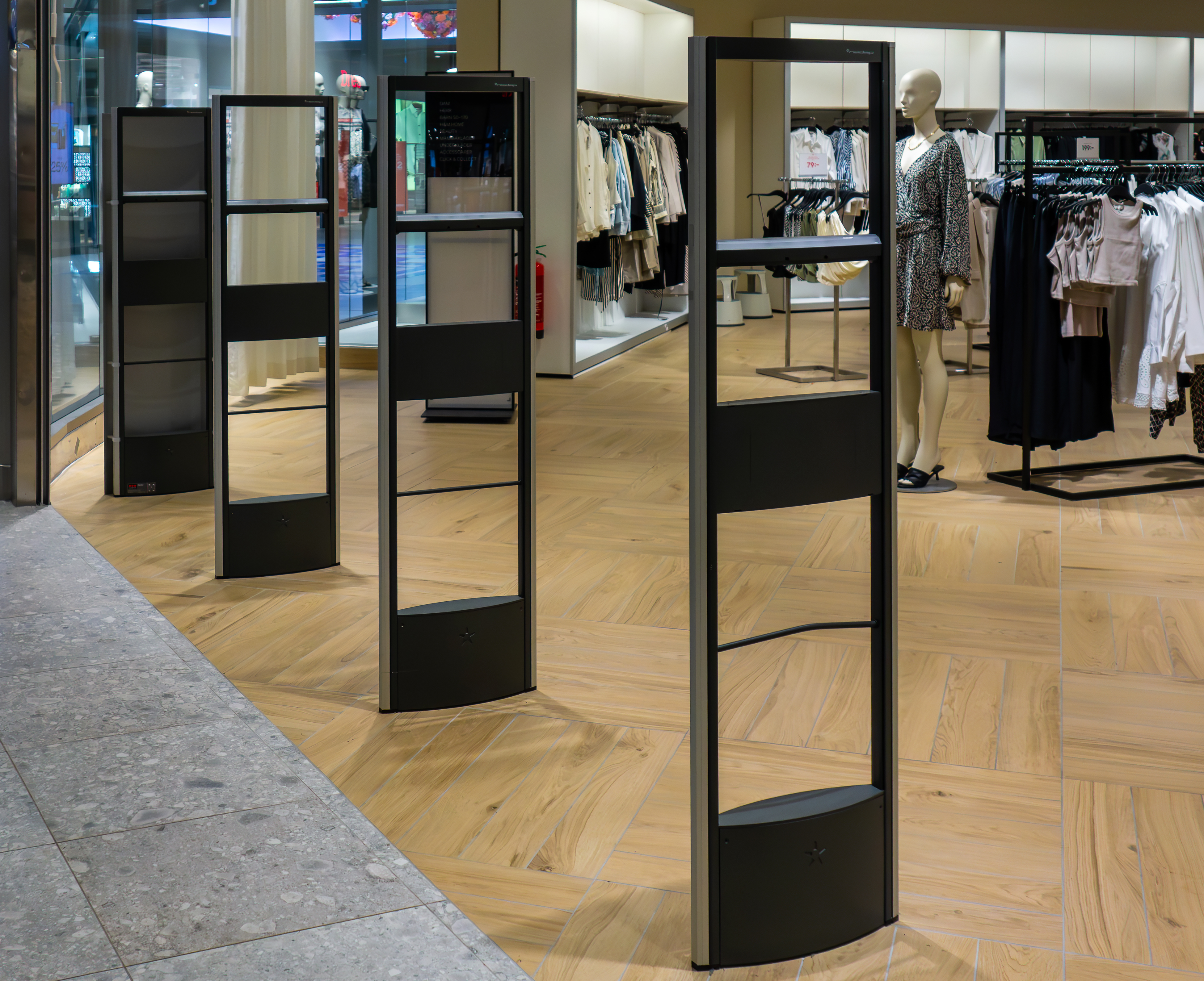 EAS security gates in retail store